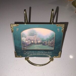 Thomas Kinkade vintage 1999 grandmother framed desk top Print with display stand